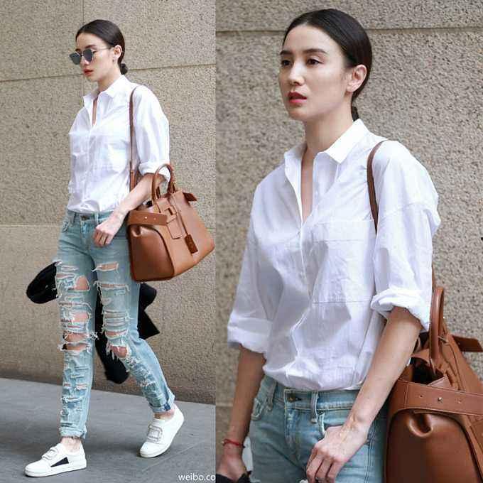 明星同款白衬衫女